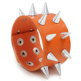Gothic Punk Wide Leather Bracelet with Spikes Rivets Studs