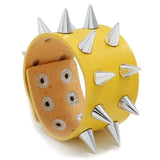 Gothic Punk Wide Leather Bracelet with Spikes Rivets Studs