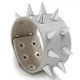 Gothic Punk Wide Leather Bracelet with Spikes Rivets Studs