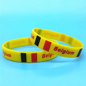 5pcs Belgium Flag Wrist Bands Silicone Men Women Bracelet Sports Rubber Bangle