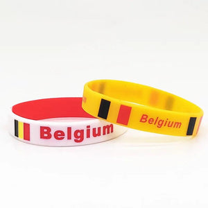 5pcs Belgium Flag Wrist Bands Silicone Men Women Bracelet Sports Rubber Bangle