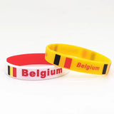 5pcs Belgium Flag Wrist Bands Silicone Men Women Bracelet Sports Rubber Bangle