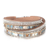Crystal Vintage Boho Leather Bracelet Double Wrap