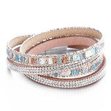 Crystal Vintage Boho Leather Bracelet Double Wrap