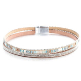 Crystal Vintage Boho Leather Bracelet Double Wrap
