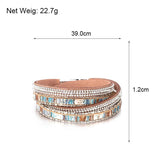 Crystal Vintage Boho Leather Bracelet Double Wrap