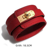 European Style Wide Leather Bracelet & Bangles For Women Jewlery Brown Red