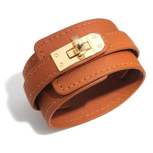 European Style Wide Leather Bracelet & Bangles For Women Jewlery Brown Red