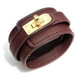 European Style Wide Leather Bracelet & Bangles For Women Jewlery Brown Red
