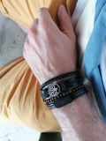 4Pcs/Set Tree of Life Men Bracelets, Layer Leather Wristband