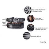 4Pcs/Set Tree of Life Men Bracelets, Layer Leather Wristband