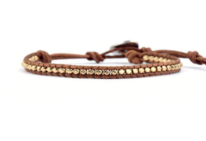 Silver Plated Beads Leather Wrap Bracelet Unisex