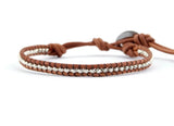 Silver Plated Beads Leather Wrap Bracelet Unisex