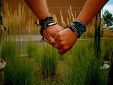 Silver Plated Beads Leather Wrap Bracelet Unisex