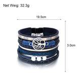 Boho Multilayer Leather Wrap Bracelet with Rhinestone Pearls