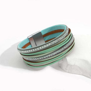 Boho Heart Charm Leather Bracelet for Women