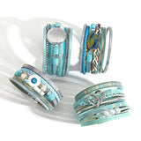 Boho Heart Charm Leather Bracelet for Women