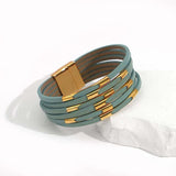 Boho Heart Charm Leather Bracelet for Women