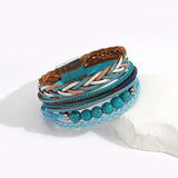 Boho Heart Charm Leather Bracelet for Women