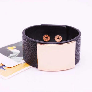 Hand Leather Bracelet for Women Light Panel Wide Wrap Wristband Jewelry