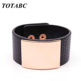 Hand Leather Bracelet for Women Light Panel Wide Wrap Wristband Jewelry