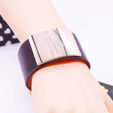 Hand Leather Bracelet for Women Light Panel Wide Wrap Wristband Jewelry