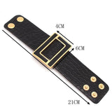 Brindle Wide Cuff Leather Bracelet for Women Geometric Metal