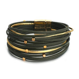 Boho Multilayer Leather Wrap Bracelet with Metal Beads