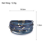 Boho Multilayer Leather Wrap Bracelet with Metal Beads