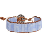 Multi-layer Spotted Stone Vintage Bracelet Hand Woven Leather Purple Agate Beads