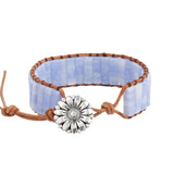 Multi-layer Spotted Stone Vintage Bracelet Hand Woven Leather Purple Agate Beads