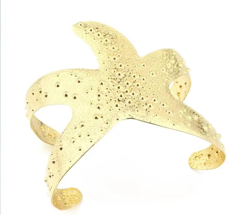 Metal Boho Starfish Open Cuff Bangle Bracelet for Women