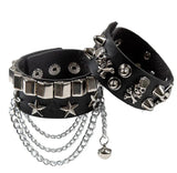 PU Leather Cuff Wristband Bracelet Goth Gothic Punk Tassel Chain Bracelets