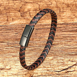 Brown Wrap Leather Bracelet Charm Stainless Steel Clasp