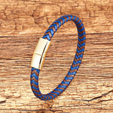 Brown Wrap Leather Bracelet Charm Stainless Steel Clasp