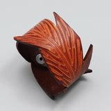 Vintage Leaf Shape Men's Leather Bracelets Brown Geometric Cuff Wrap Wristband