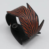 Vintage Leaf Shape Men's Leather Bracelets Brown Geometric Cuff Wrap Wristband