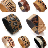 Punk Leopard Leather Bracelets Snakeskin Print Wide Wrap Bangles Party Jewelry