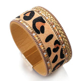 Punk Leopard Leather Bracelets Snakeskin Print Wide Wrap Bangles Party Jewelry