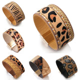 Punk Leopard Leather Bracelets Snakeskin Print Wide Wrap Bangles Party Jewelry