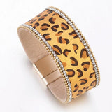 Punk Leopard Leather Bracelets Snakeskin Print Wide Wrap Bangles Party Jewelry