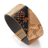 Punk Leopard Leather Bracelets Snakeskin Print Wide Wrap Bangles Party Jewelry