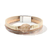 Leather Wrap Bracelet for Women with Pearl Beads Crystal