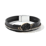Leather Wrap Bracelet for Women with Pearl Beads Crystal