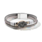 Leather Wrap Bracelet for Women with Pearl Beads Crystal