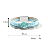 Leather Wrap Bracelet for Women with Pearl Beads Crystal