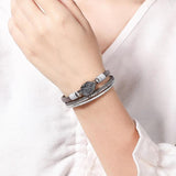 Leather Wrap Bracelet for Women with Pearl Beads Crystal