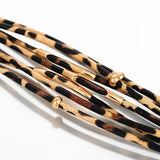Leopard Leather Bracelet Metal Tube Ladies Wide Multilayer Wrap Bracelet