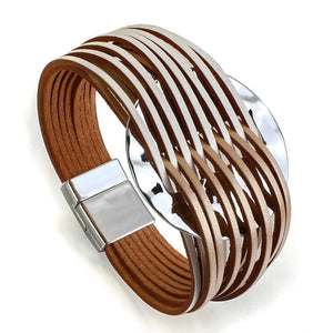 Boho Colorful Leather Bracelet Multi-strand Charm Bangle