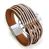 Boho Colorful Leather Bracelet Multi-strand Charm Bangle